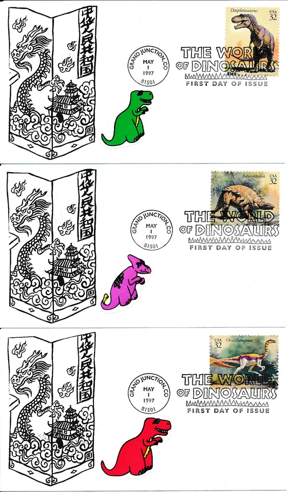 FDC EVENT COVER TOPICAL - DINOSAURS PRE-HISTORIC LOT OF THREE (3) COVERS #5 - Image 1 of 1