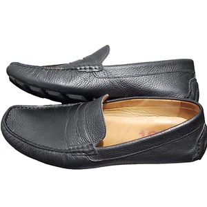 1901 Black Pebbled Leather Up & Leather Lining M07915 Loafer Driving Shoes 12M - Picture 1 of 14