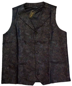 Barry Wang Vest Mens Large Multicolor Paisley Dress Tux Tuxedo Suit Formal NWT - Picture 1 of 5