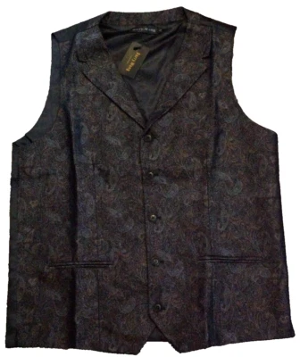 Barry Wang Vest Mens Large Multicolor Paisley Dress Tux Tuxedo Suit Formal NWT - Image 1 of 4