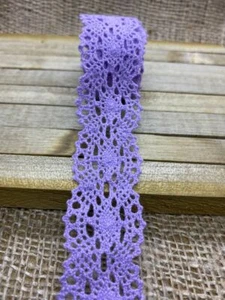10m/1m Crochet Lace Cotton Mittelviolett 2,5cm Nichtelastisch - Picture 1 of 4