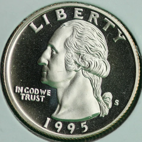 1995 S CLAD Proof Washington Quarter 25c Coin Twenty Five Cents Cover