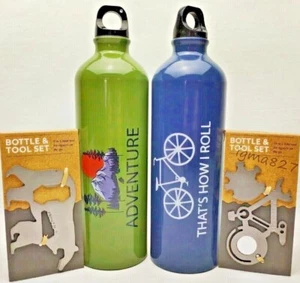Bottle & Tool Set Bike Adventure Metal Flask Bottle 750ml Gift For A Man - Picture 1 of 3