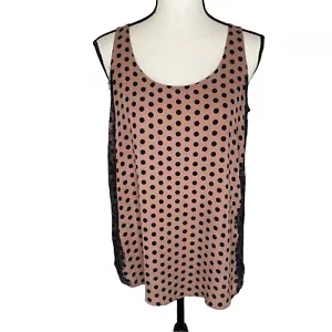 ANN TAYLOR LOFT Womens Size Small Sleeveless Polka Dot Lace Trim Tank Top Shirt - Picture 1 of 7