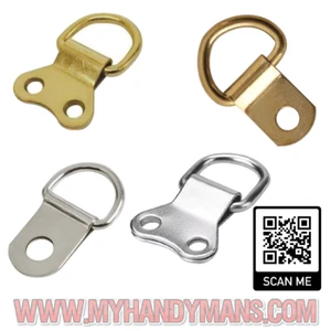 Small & Large Picture Frame D Rings Silver / Brass Picture Framing Frame Hanging - Picture 1 of 5