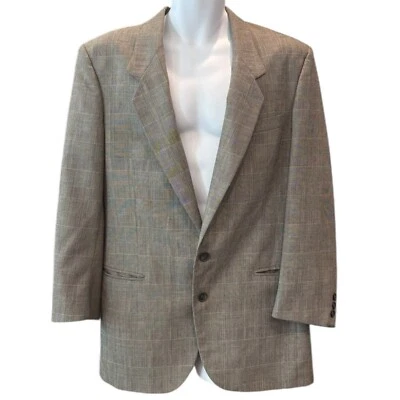 Blazer gris Guy Laroche ventana pata de gallo clásico chaqueta a medida para hombre 42L Foto 1 de 4