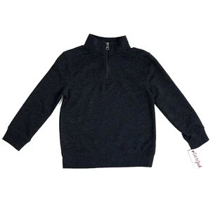 Cat & Jack Kid’s Little Boy Size XS 4/5 Ebony Quarter Zip Pullover Sweater NWT - Picture 1 of 9