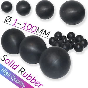 Black Round Solid Rubber Ball Bouncy Balls Training ballDiameter 2mm to 100mm - Picture 1 of 11