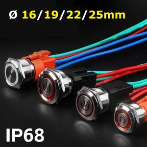 Metal Switch Push Button Ø 16/19/22/25mm Momentary Latching Hole LED Illuminated - Picture 1 of 27