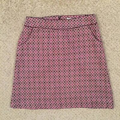 Falda Worthington Talla 10 Rosa Geométrica Hasta la Rodilla Forrada Línea A  Foto 1 de 4