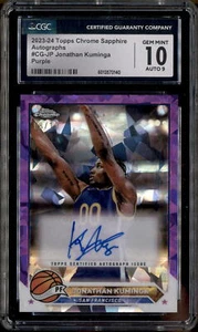2023 Topps Chrome Sapphire Auto Purple Jonathan Kuminga /10 CGC 10 - Picture 1 of 2