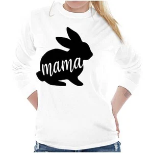 Cute Easter Bunny Mama Rabbit Mother's Day Long Sleeve T Shirt Tees For Women - Picture 1 of 7