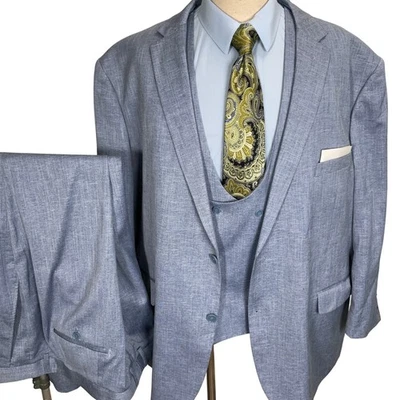 Bocaccio Uomo 3 Piece Suit Men 60R 52W Light Blue Rayon Stretch Summer Classic - Image 1 of 4
