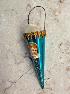 Ornamento vintage lamina cono blu 5" - Foto 1 di 4