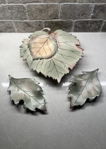 Vintage Lenox Natures Impressions Hawthorne Leaf Dish Set 3 - Picture 1 of 6