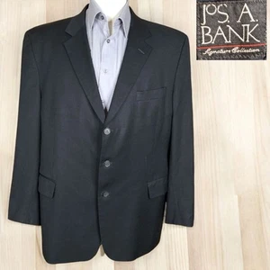 Joseph A Bank Suit Jacket Blazer Mens 48R Black 3 Button Single Vented Wool - Picture 1 of 10
