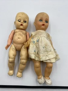 2 MUÑECAS BEBÉ BEBIDA Y MOJADA VINTAGE AÑOS 50? CABELLO MOLDEADO Ojos Dormitorios - Imagen 1 de 8