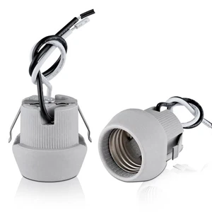 E26 Porcelain Keyless Light Socket,Heat Resistant Socket with Double Grey - Picture 1 of 7