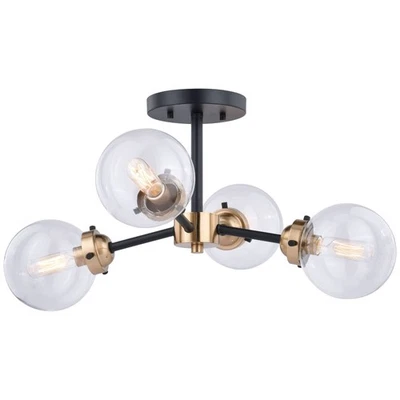 Orbit 4-Light Semi-Flush Mount in Industrial and Sputnik Style 10.5 Inches Tall - Image 1 of 4