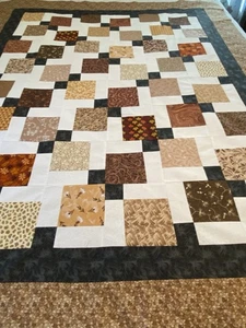 Quilt Top~BROWNS & FALL COLORS~54” X 65” BED, Sofa, Home Decor~Pieced~New -USA - Picture 1 of 8