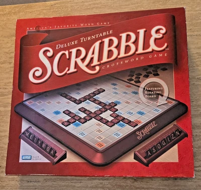Scrabble Deluxe Turntable Crossword Game Hasbro 2001 *COMPLETE* - Image 1 of 4
