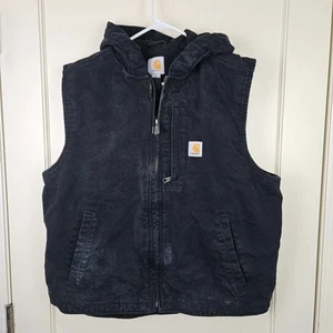 Chaleco con capucha forrado de lana de pato lavado Carhartt para hombre talla: L 103837 NEGRO - Imagen 1 de 4