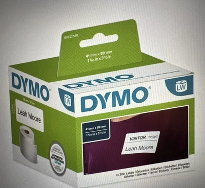 Original DYMO Authentic LabelWriter Small Name Badge Labels 41 mm x 89 mm