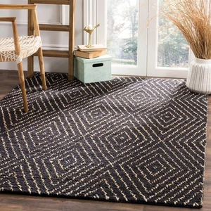 Bohemian Collection 6' Square Black/Ivory BOH702A Handmade Moroccan Tribal Ju... - Picture 1 of 4