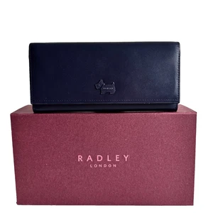 RADLEY Purse Ink Blue Leather Coins Card - Radley DNA Protect Gift Boxed RRP £99 - Picture 1 of 7