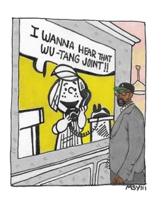 New MSYiii 3x5 DRAWING RZA Wu-tang Peanuts Hip Hop Rap Pop Comic Book MINI Art - Picture 1 of 1