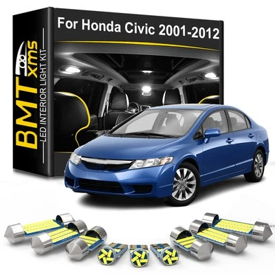 8x Bombillas LED interiores 6000K blancas para Honda Civic cupé sedán 2001-2012 Foto 1 de 4