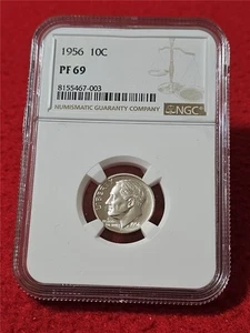 1956 PROOF ROOSEVELT SILVER DIME NGC PF 69 #MF-T5265 - Picture 1 of 2