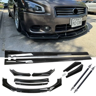 Front Bumper Lip Chin Spoiler Splitter Side Skirt Body Kit For Nissan maxima sv Foto 1 de 4