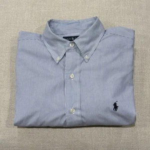 New Ralph Lauren Polo Men’s Large L Blake Dress Shirt Pinstripe Blue/White - Picture 1 of 9