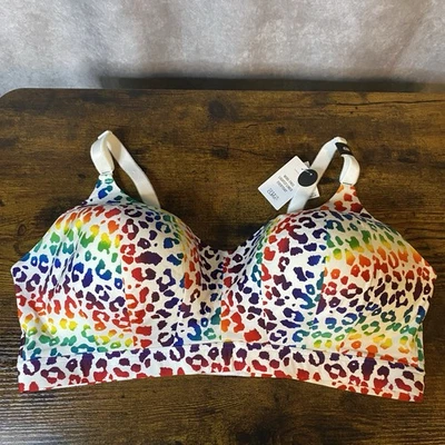 NEW Torrid Curve Dream Wire Free Push-up Bra Rainbow Leopard Size 42 DD - Image 1 of 4