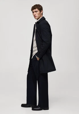 NWT MANGO MNG $199 DARK NAVY CLASSIC WATER REPELLENT TRENCH COAT SZ XS - Image 1 of 4