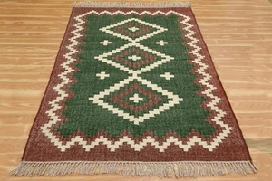 Rug Kilim Wool Jute Vintage Handmade Carpet Living Room Dinning Hallway Area Rug - Picture 1 of 7