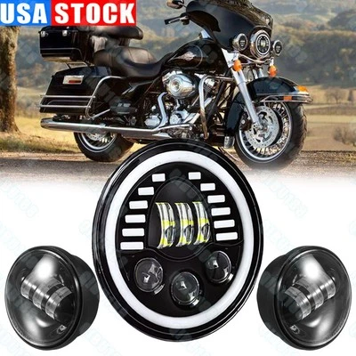 Faro LED de 7" para Harley Davidson Heritage Softail Classic + luz de paso antiniebla Foto 1 de 4