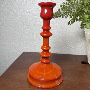 Candelabro Northwood #708 1920 vidrio elástico coral husillo opaco rojo naranja - Imagen 1 de 12
