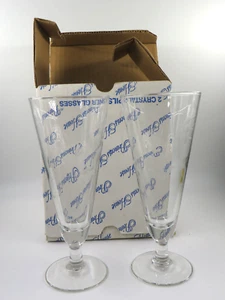 Pair of NIB Princess House Floral Etched Crystal Pilsner Beer Glasses - Picture 1 of 5