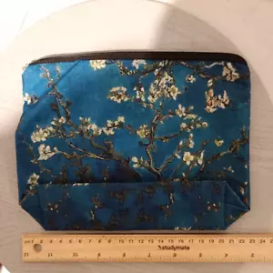 Teal Cherry Blossom Flowers Zip Cosmetic Makeup Bag Purse Gift AUS Free Postage - Picture 1 of 5