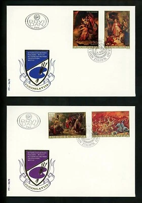 Historia Postal Yugoslavia FDC #1316-1321 CONJUNTO DE 3 pinturas artísticas artistas 1976 Foto 1 de 4