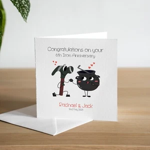 Personalised Handmade 6th Iron Wedding Anniversary Card Husband Wife Couple - Picture 1 of 3