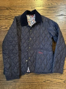 Barbour Youth Quilted Jacket Size L - Navy with Liberty of London Fabric Inside - Picture 1 of 5
