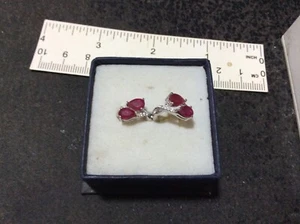 ORECCHINI IN ARGENTO PLACCATI IN ORO CON RUBINI BIRMANI NATURALI - Picture 1 of 3