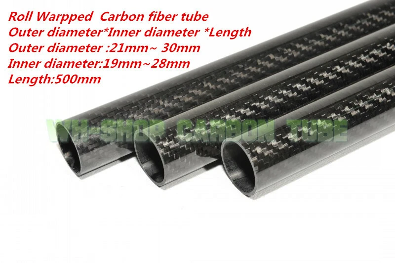3K Carbon Fiber Tube OD21mm 22mm 23mm 24mm 25mm 26mm 27mm 28mm 29mm 30mmx 500mm  - Image 1 of 4