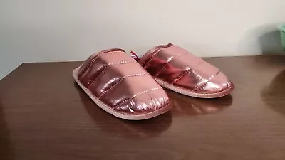 Dearfoams Women's Size 9-10 Metallic Rose Memory Foam Scuff Slippers - Image 1 of 4