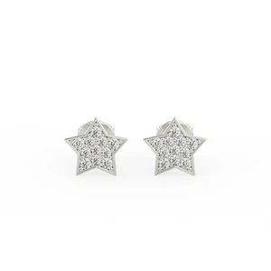 .10 CTW DIAMOND STARS STUD EARRINGS IN 14K WHITE GOLD - Picture 1 of 3
