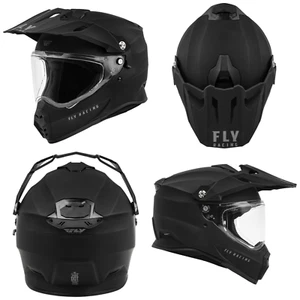New Fly Racing Trekker Solid Matte Black DOT ECE Motorcycle Helmet All Sizes - Picture 1 of 6