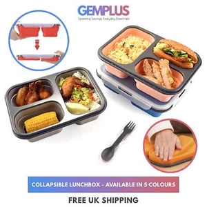 GEM+ | Collapsible Lunchbox with 3 Compartments and Fork & Spoon – Space-Saving - Picture 1 of 13